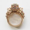 large gold and gemset cage dress ring