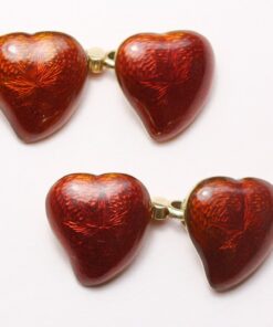 gold and red enamel heart cufflinks