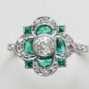 diamond and emerald white gold ring