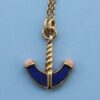 lapis and coral anchor pendant