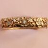 gold and diamond flower band ring