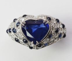 platinum and sapphire heart ring
