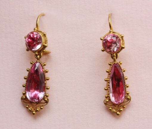 pink topaz and rock crystal earrings