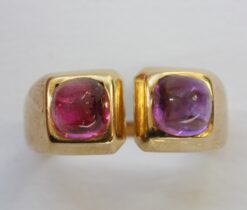 gold tourmaline and amethyst ring