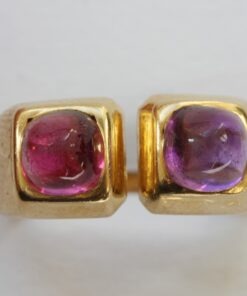 gold tourmaline and amethyst ring