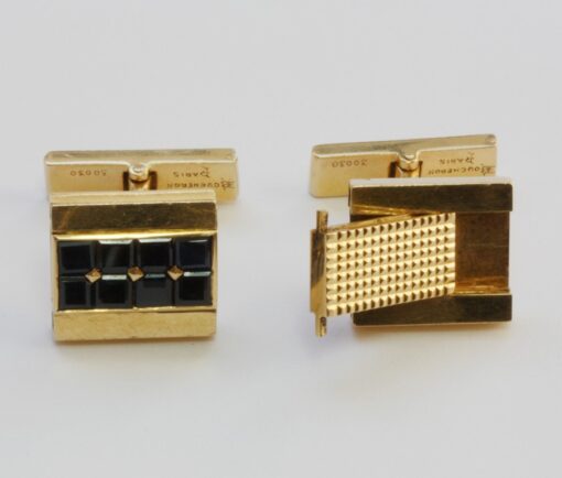 gold and sapphire 'day and night' cufflinks