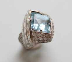 diamond and aquamarine ring