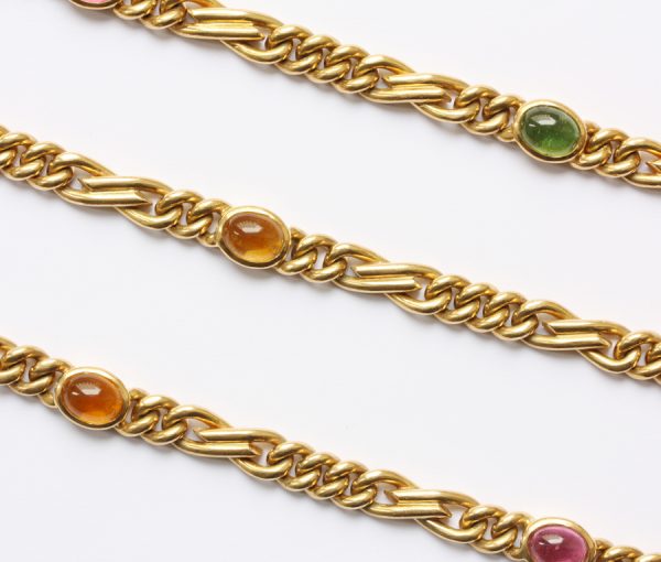 gold and tourmaline long chain