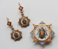 micro mosaic earrings and brooch
