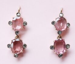 pink spinel and diamond earrings