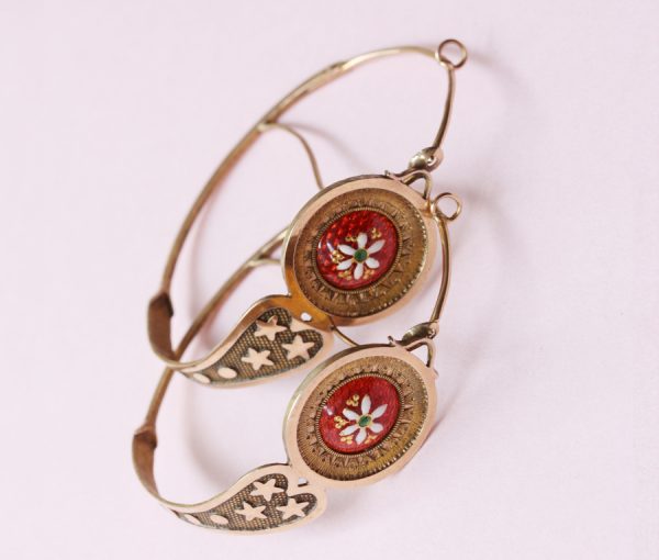 gold and enamel 'poissardes' earrings