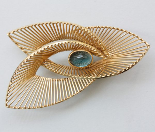 gold and tourmaline brooch