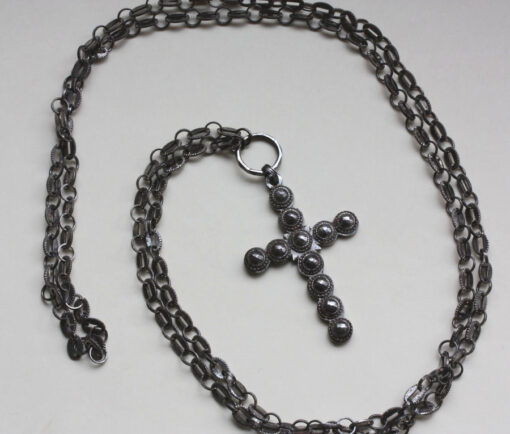 cut steel necklace and cross