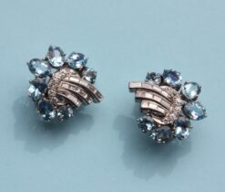 diamond and aquamarine earclips