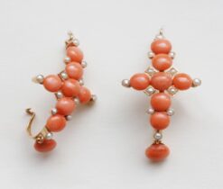 coral cross earrings