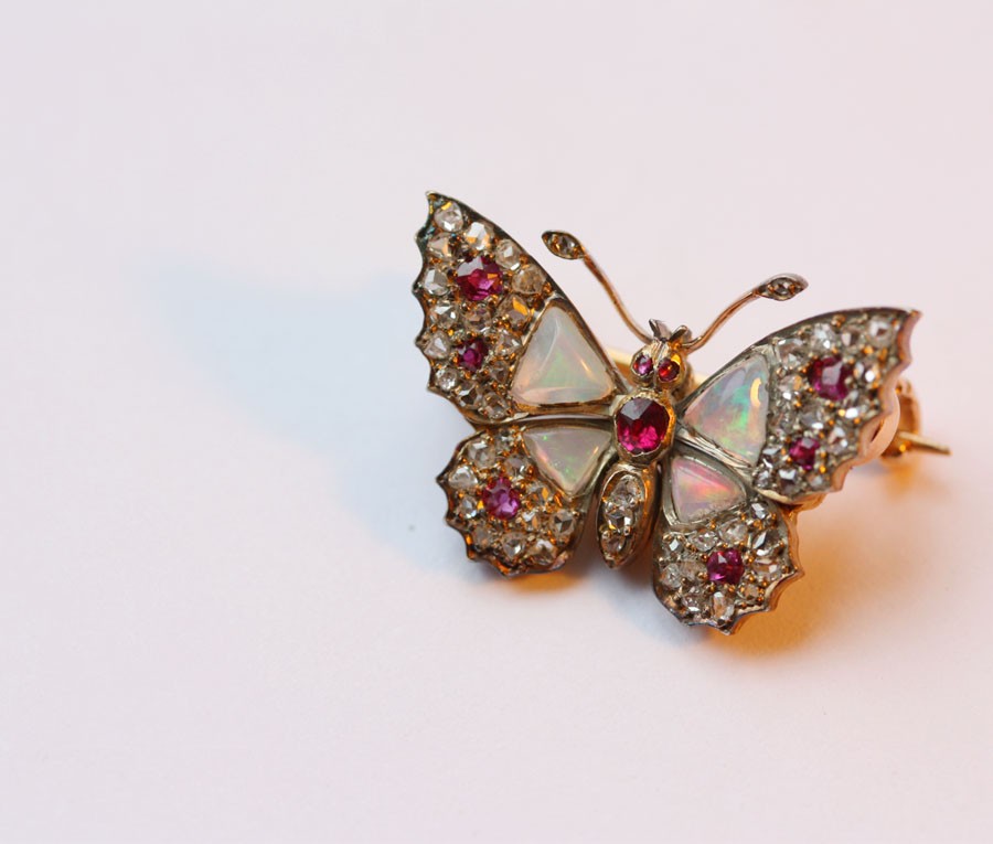 gem set butterfly brooch