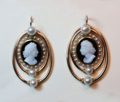 pearl and cameo earrings