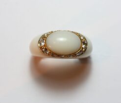 white agate and diamond ring