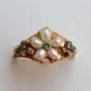pearl and gem set flower ring