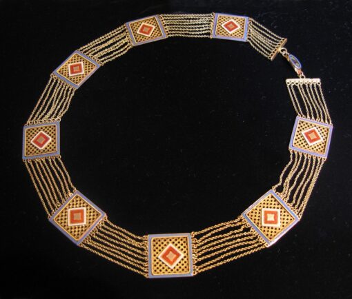 gold and enamel necklace