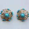 diamond and turquoise ear clips