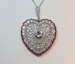 diamond and ruby heart pendant