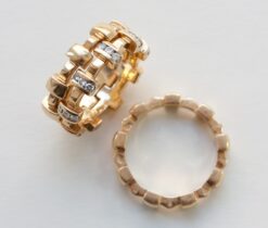'Palissade' gold and diamond rings
