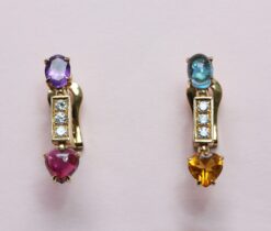 colored heart earrings