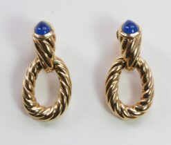 gold sodalite earrings