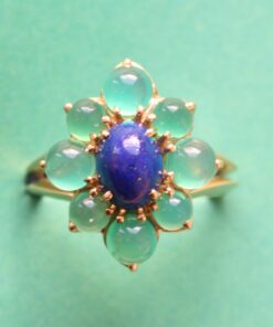 lapis and agate gold ring