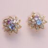 diamonds and colored sapphire ear clips