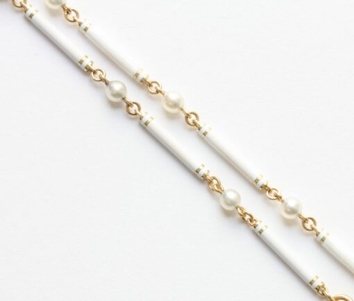white enamel and pearl necklace