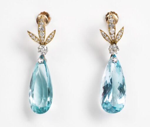 diamond and aquamarine earrings