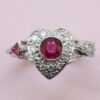 ruby diamond heart ring