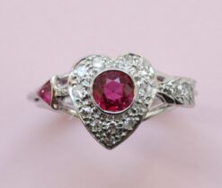 ruby diamond heart ring