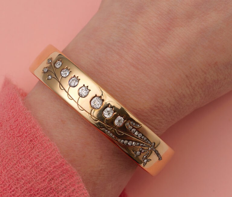 Gold and Diamond Lily of the Valley bracelet Inez Stodel