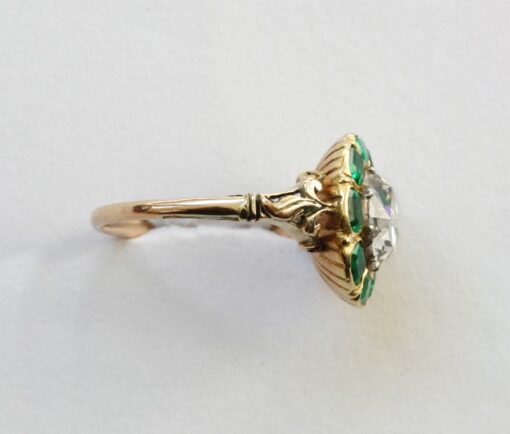 rose cut diamond and emerald ring