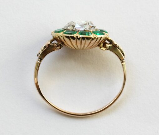 rose cut diamond and emerald ring