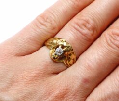 gold and diamond trompe loeil ring