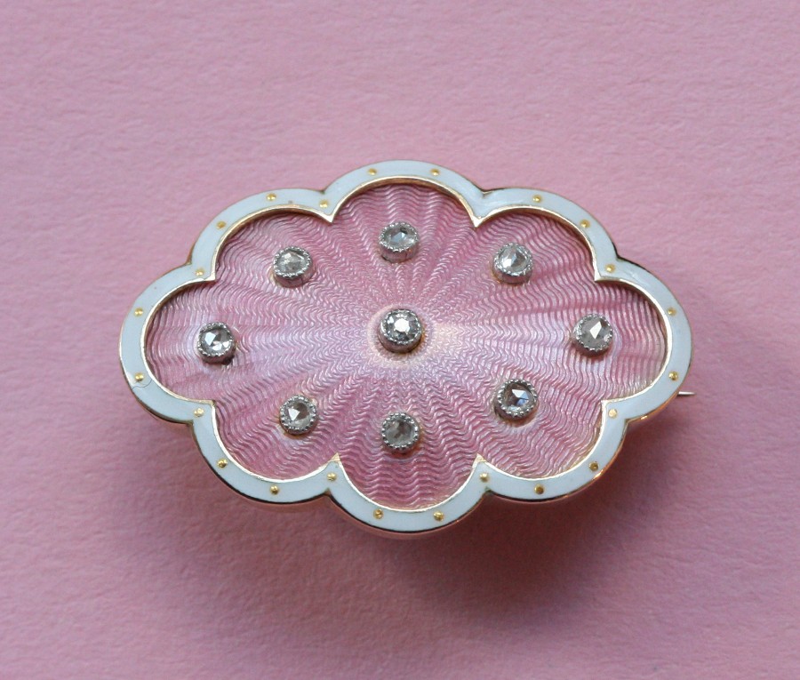 pink enamel brooch