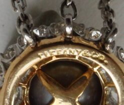 Tiffany platinum diamond and pearl pendant