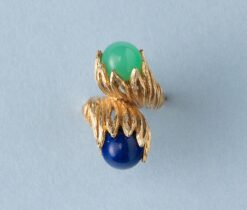 gold lapis anad agate 1960s ring georg lauer