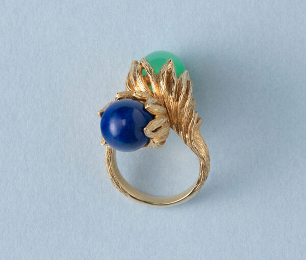 gold lapis anad agate 1960s ring georg lauer