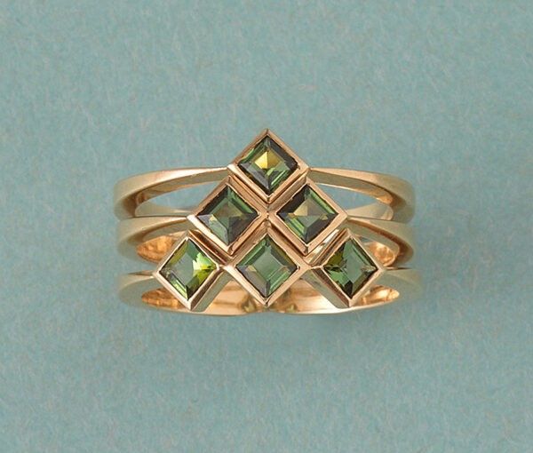 triple gold and tourmaline ring