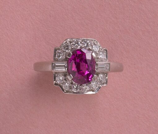 pink sapphire and diamond cluster ring