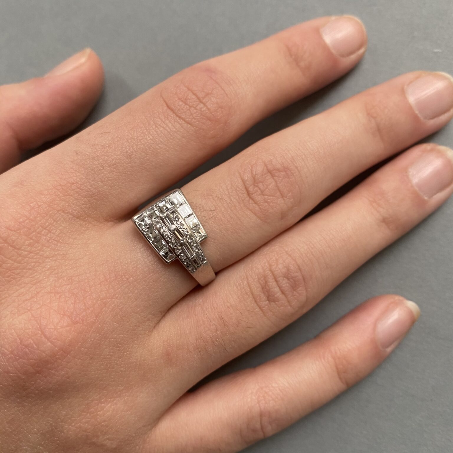 platinum and diamond buckle ring