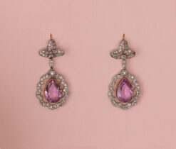 edwardian diamond and topaz earrings