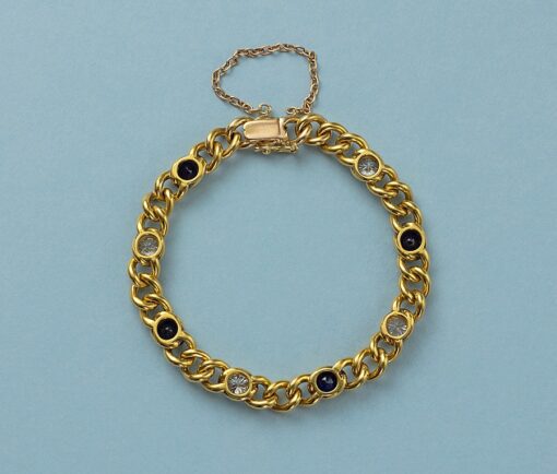 gold and diamond and sapphire bracelet