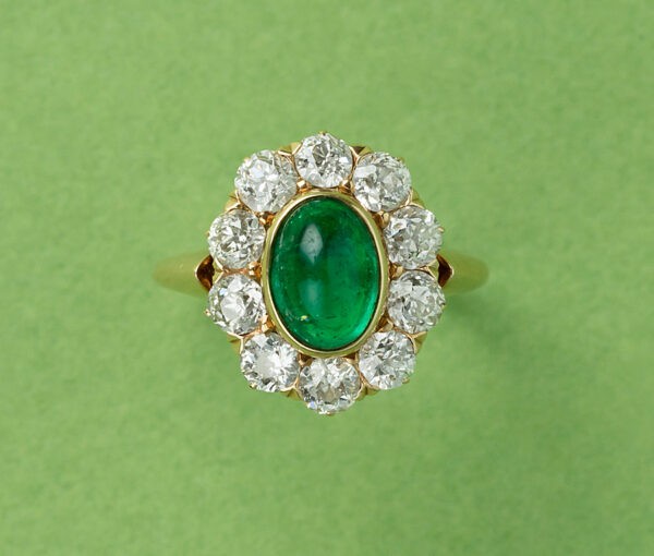 diamond and emerald cluster ring