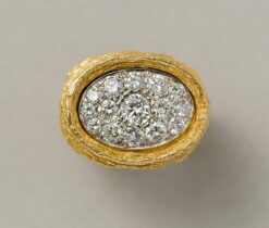 gold and diamond brutalist ring